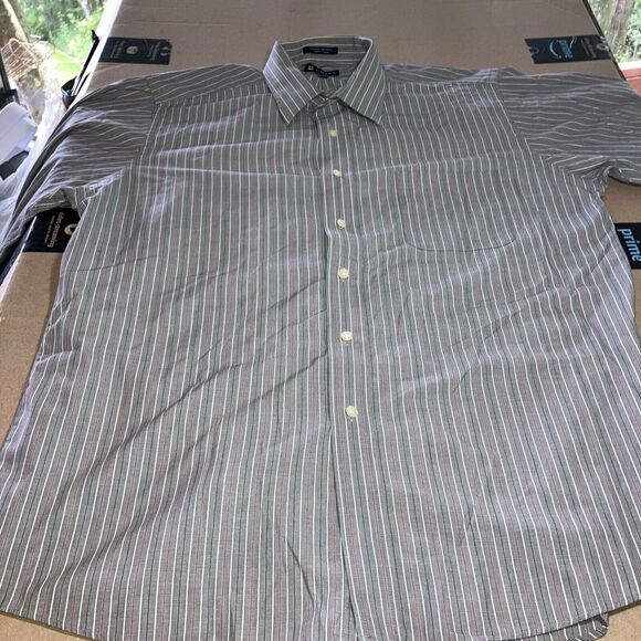 Chaps Men's Large Striped Dress Shirt Neck 16, Wrinkle Free Button Down, Office3 - Picture 1 of 16